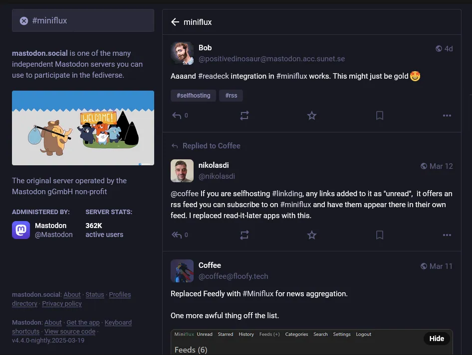 tela de busca do mastodon