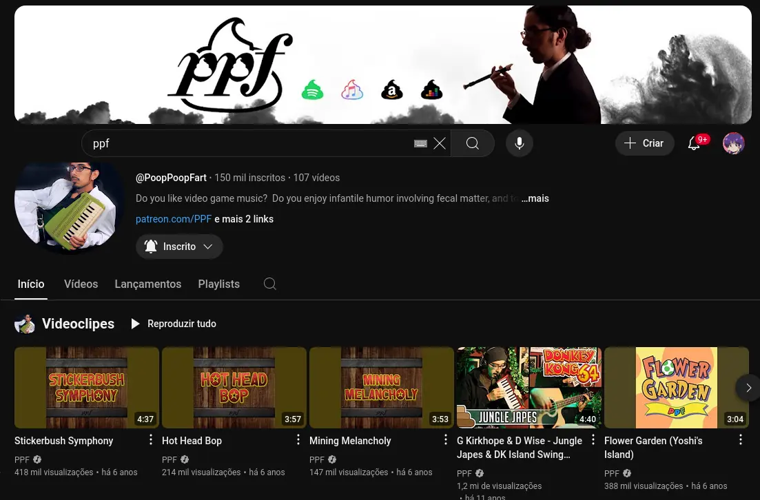 Canal no YouTube